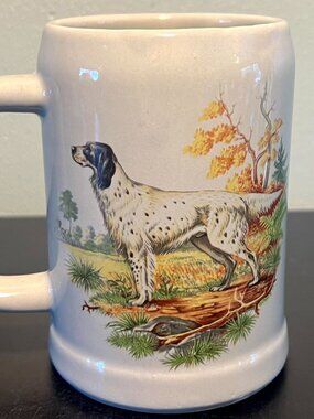 Vintage McCoy Pottery English Setter Beer Stein Tankard Mug MCM 1970s Dog Breed